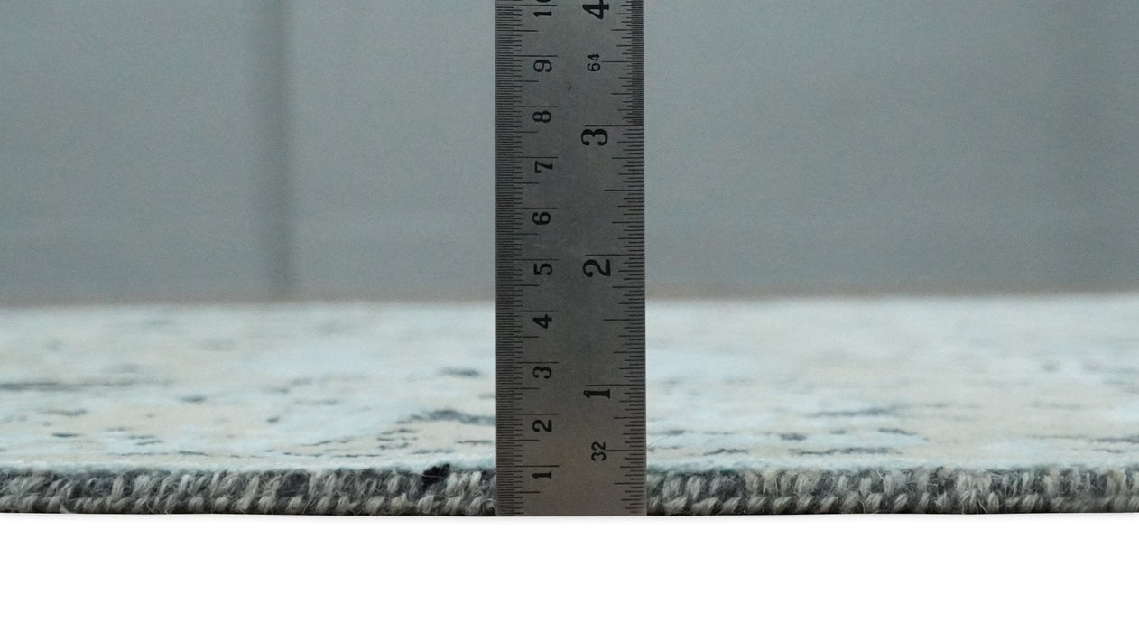 4x6 Fine Hand Knotted Aqua, Beige and Black Traditional Vintage Persian Style Antique Wool and Bamboo Silk Rug | AGR10