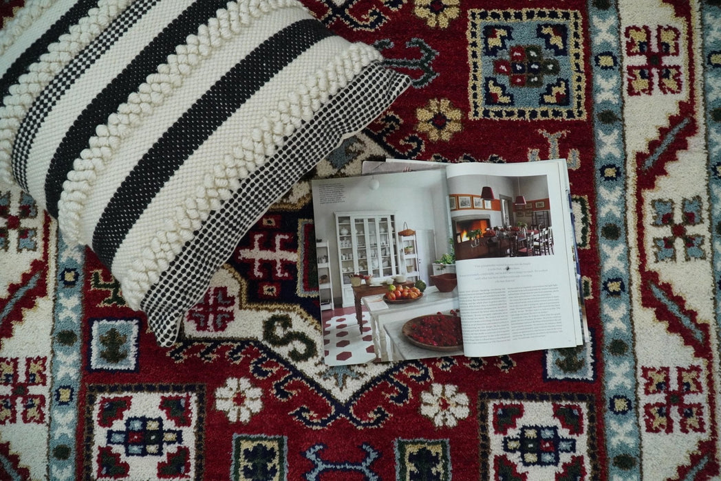 4x6 Hand Knotted traditional Kazak Rust and Ivory Traditional Tribal Armenian Rug | KZA10