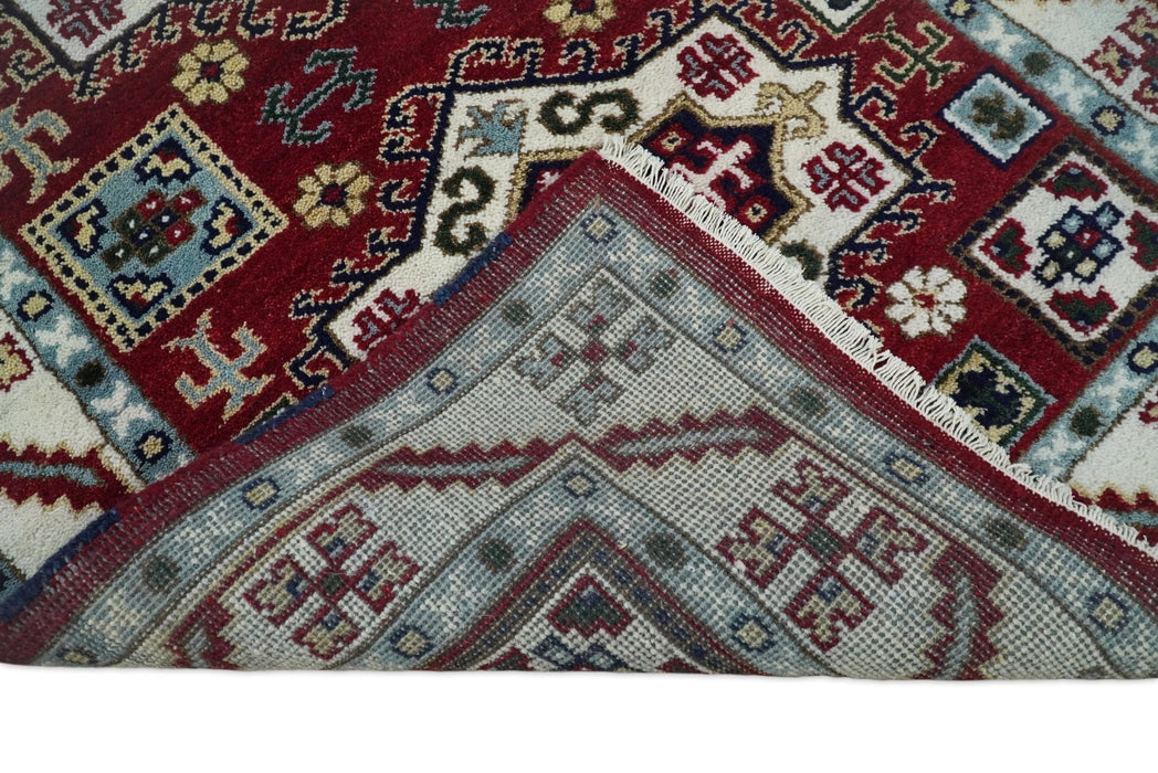 4x6 Hand Knotted traditional Kazak Rust and Ivory Traditional Tribal Armenian Rug | KZA10