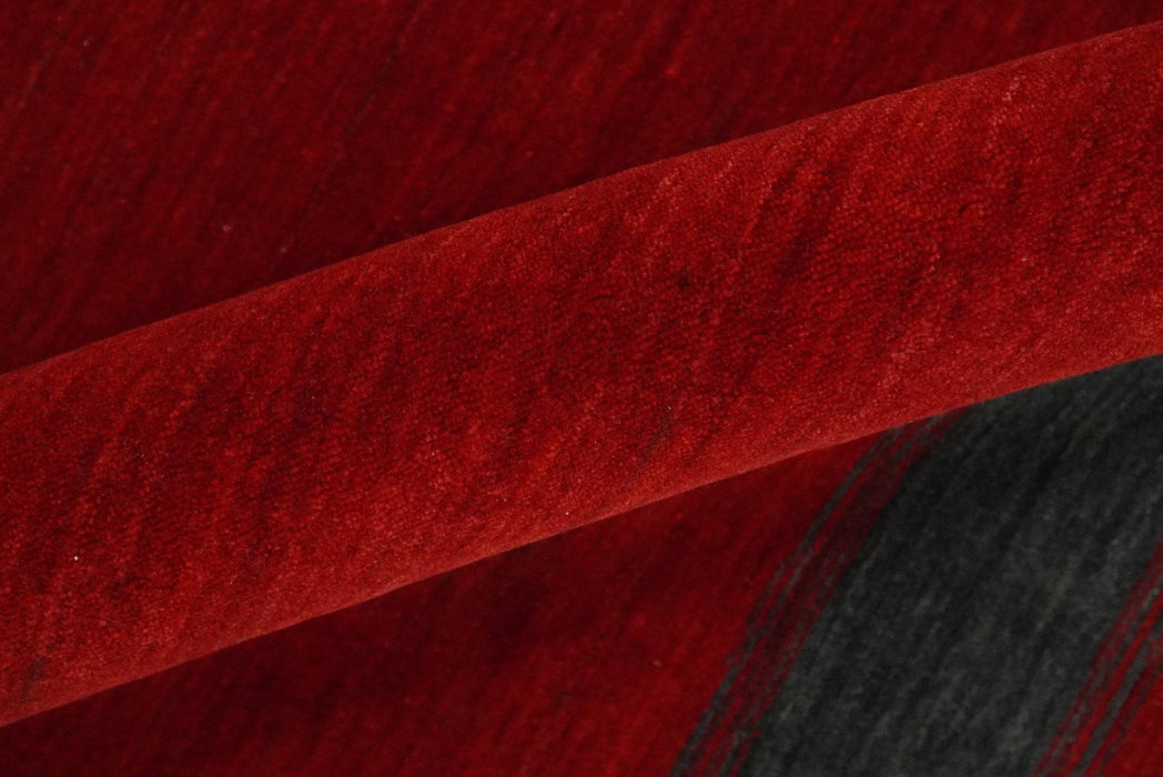 4x6 Small Solid Red Wool Hand Woven Southwestern Gabbeh Rug | LOR24