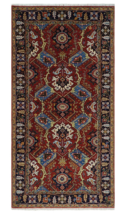 4x8 and Runner Hand Knotted Brown and Black Traditional Heriz Serapi Wool Area Rug