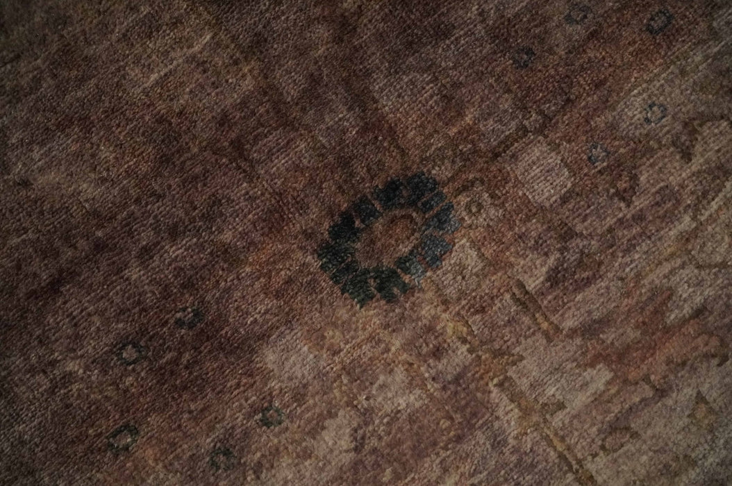 5.10x8.6 Hand Knotted Brown Overdyed Antique Finish Traditional Wool Rug | N34569