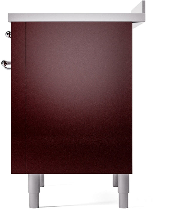 ILVE Nostalgie II 36" Induction Range with Element Stove and Electric Oven in Burgundy with Chrome Trim, UPI366NMPBUC