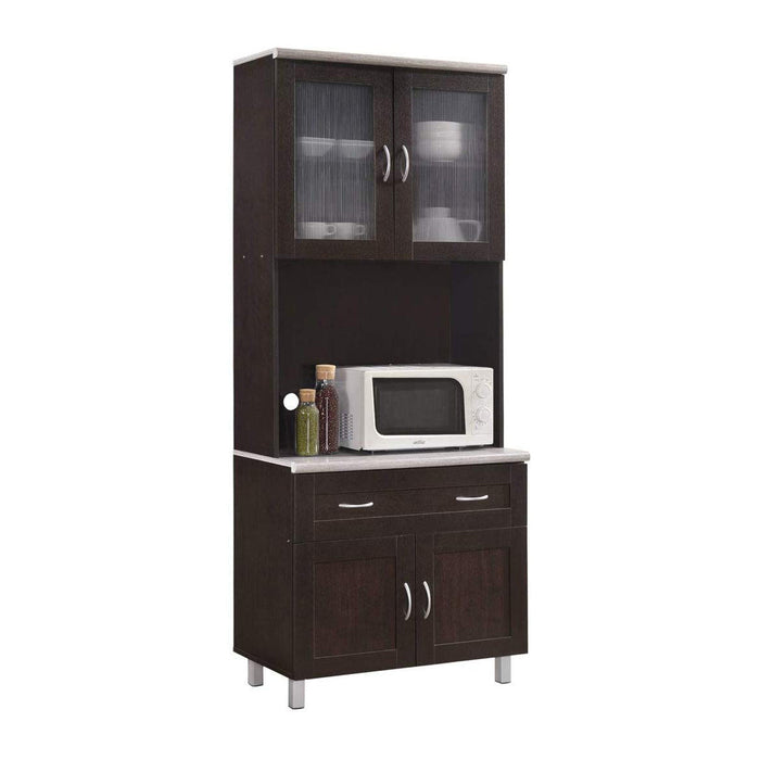 Hodedah Dining Room China Dinnerware Microwave Storage Cabinet, Chocolate