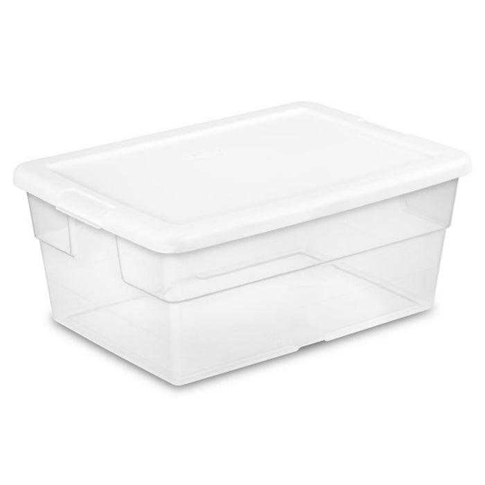 Sterilite 16 Quart Stacking Storage Box Container Tub with Lid, Clear (24 Pack)