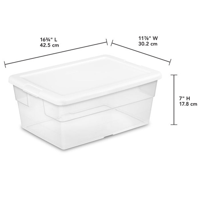 Sterilite 16 Quart Stacking Storage Box Container Tub with Lid, Clear (24 Pack)