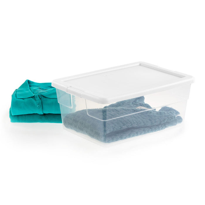 Sterilite 16 Quart Stacking Storage Box Container Tub with Lid, Clear (24 Pack)