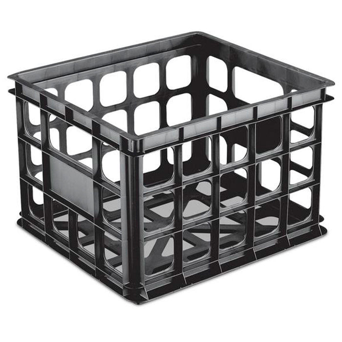 Sterilite Storage Crate, Stackable Plastic Bin Open Basket with Handles, 6 Pack