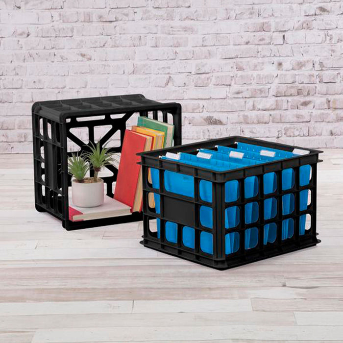 Sterilite Storage Crate, Stackable Plastic Bin Open Basket with Handles, 6 Pack