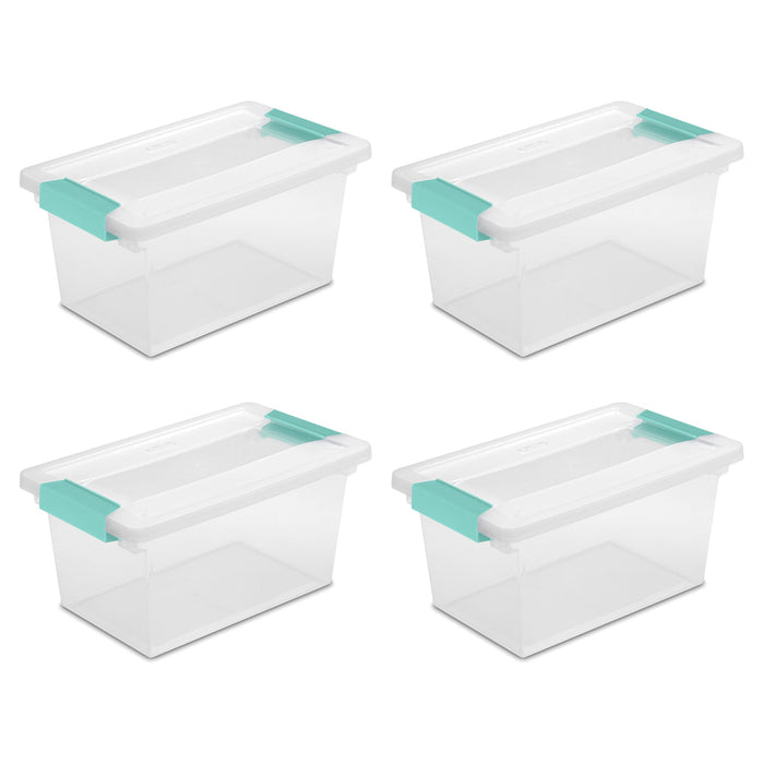 Sterilite Plastic Medium Clip Storage Box Container with Latching Lid, 12 Pack