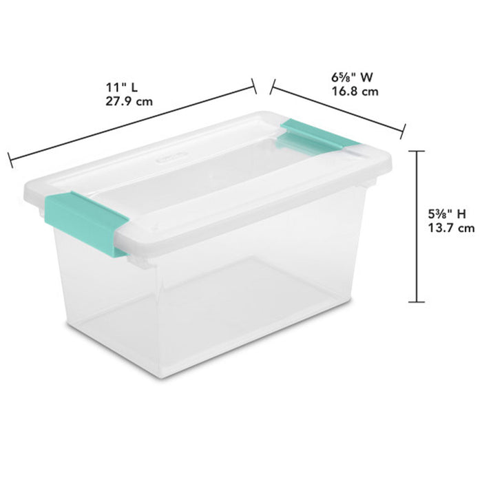 Sterilite Plastic Medium Clip Storage Box Container with Latching Lid, 4 Pack