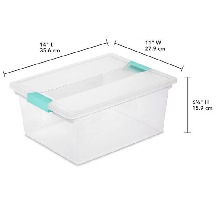 Sterilite Deep Plastic Stackable Storage Bin w/ Clear Latch Lid, Clear (4 Pack)