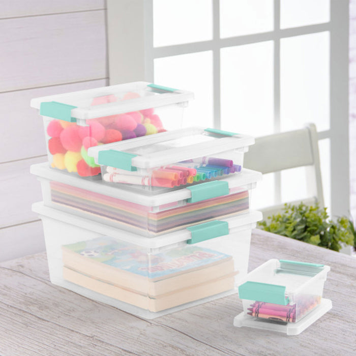 Sterilite Deep Clear Plastic Stackable Storage Bin w/ Clear Latch Lid, 16 Pack