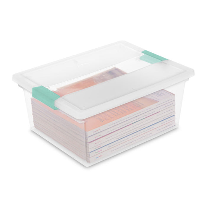 Sterilite Deep Clear Plastic Stackable Storage Bin w/ Clear Latch Lid, 16 Pack