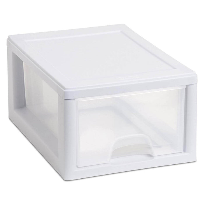 Sterilite 20518006 Stackable Small Drawer White Frame & See-Through (24 Pack)