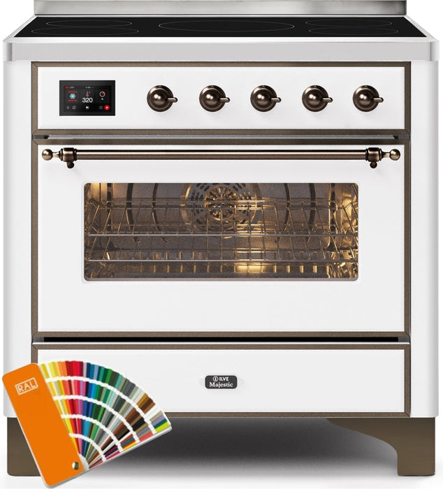 ILVE Majestic II 36" Induction Range with Element Stove and Electric Oven in RAL Custom Color with Bronze Trim, UMI09NS3RAB