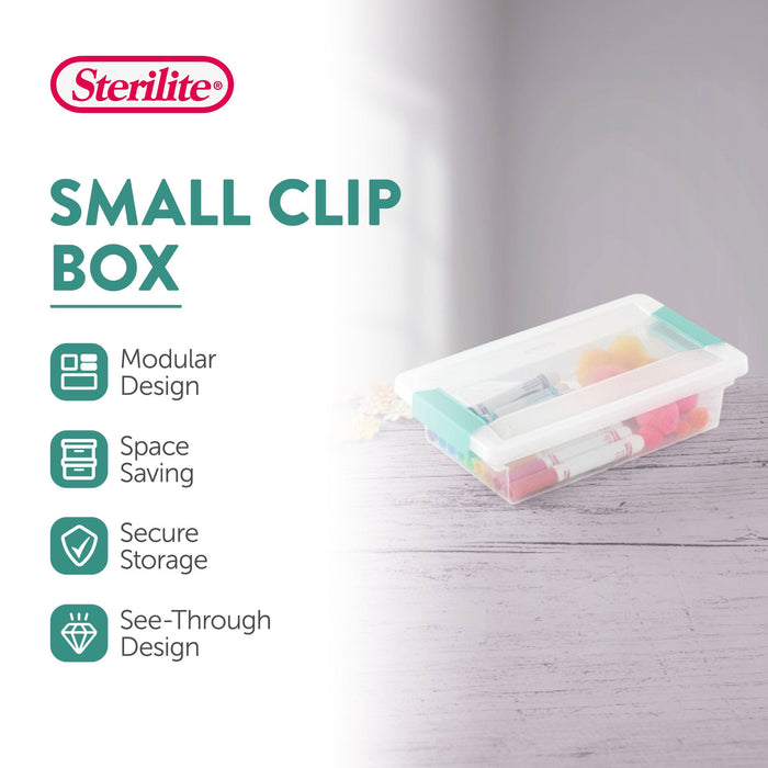 Sterilite Small Clip Box Clear Storage Tote Container with Latching Lid, 24 Pack