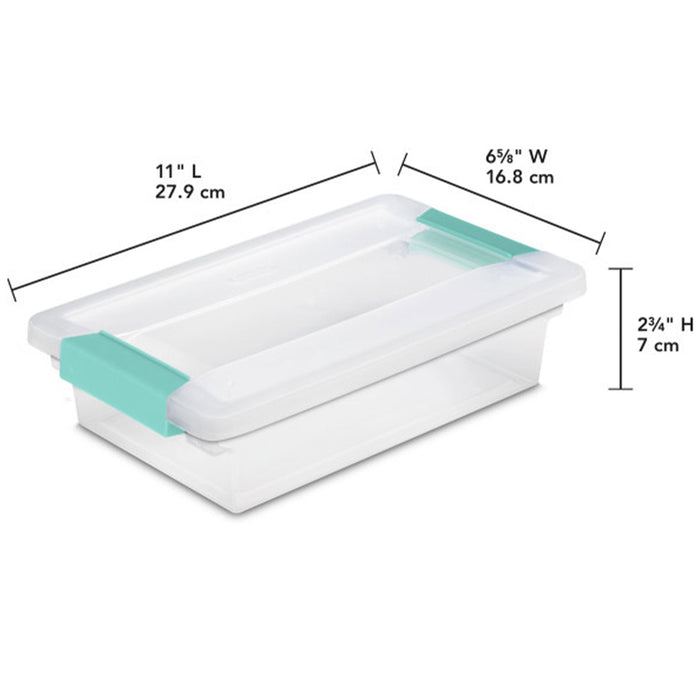 Sterilite Small Clip Box Clear Storage Tote Container with Latching Lid, 12 Pack