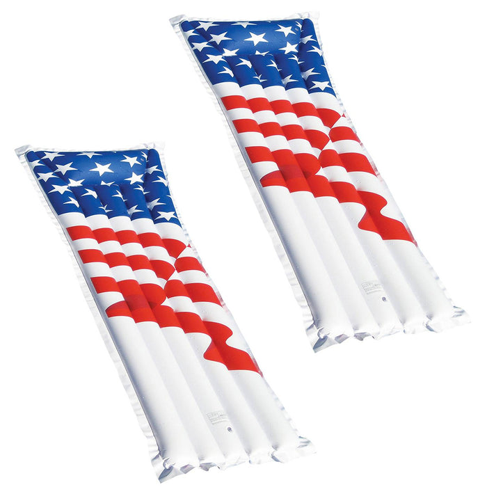 Swimline 72" Inflatable American Flag Swimming Pool and Lake Float Raft (2 Pack)