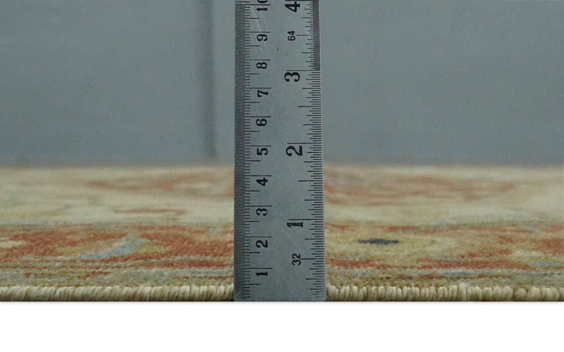 5.4x8 Hand Knotted Rust, Beige and Peach Traditional Turkish Knot Heriz wool area Rug