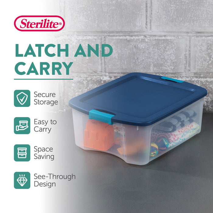 Sterilite 12 Gallon Latch and Carry Storage Tote Box Container, Clear  (12 Pack)