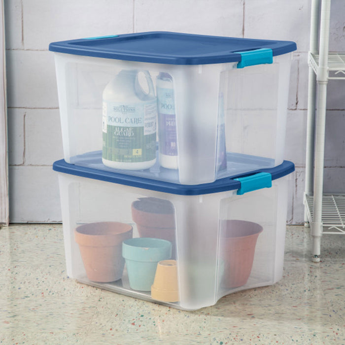 Sterilite Latch & Carry 18 Gallon Plastic Stacking Storage Tote w/ Lid, 18 Pack