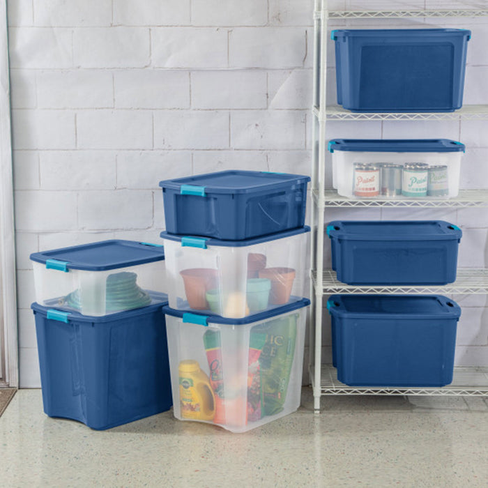 Sterilite Latch & Carry 18 Gallon Plastic Stacking Storage Tote w/ Lid, 12 Pack