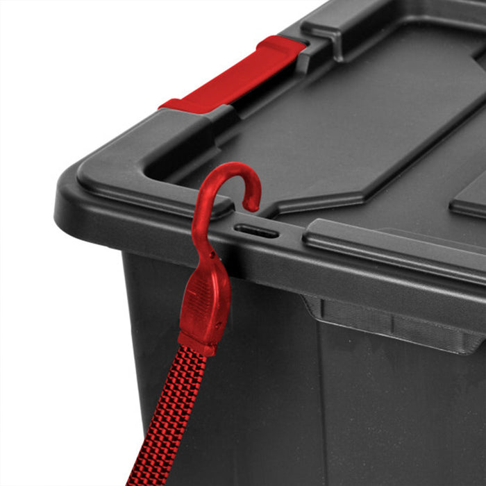 Sterilite 27 Gallon Durable Rugged Industrial Tote w/Red Latches, Black (8 Pack)