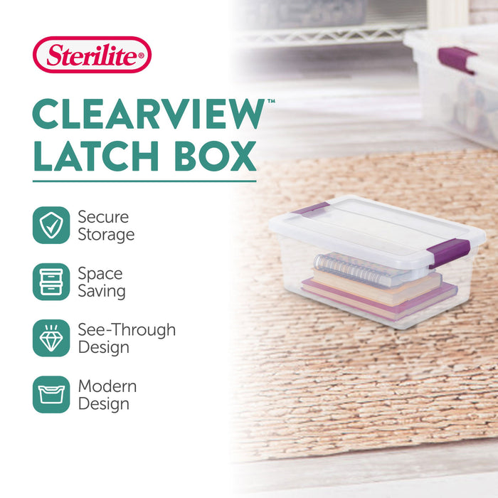 Sterilite 6 Quart Plastic ClearView Latch Box Storage Container Tote, 48 Pack