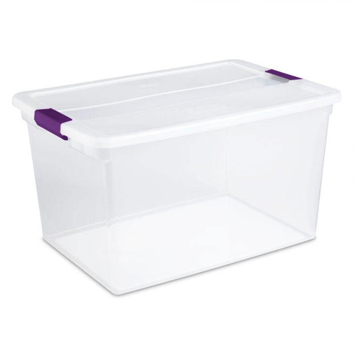 Sterilite ClearView 66 Quart Plastic Stacking Storage Tote w/ Latch Lid, 24 Pack