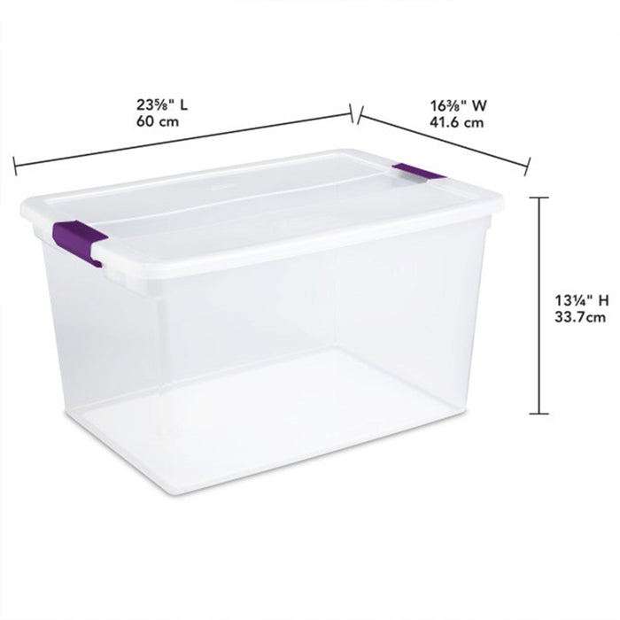 Sterilite ClearView 66 Quart Plastic Stacking Storage Tote w/ Latch Lid, 24 Pack