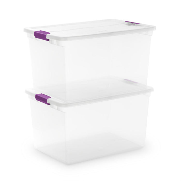 Sterilite 66 Quart Clear Plastic Latching Handle Storage Container Tote, 12 Pack