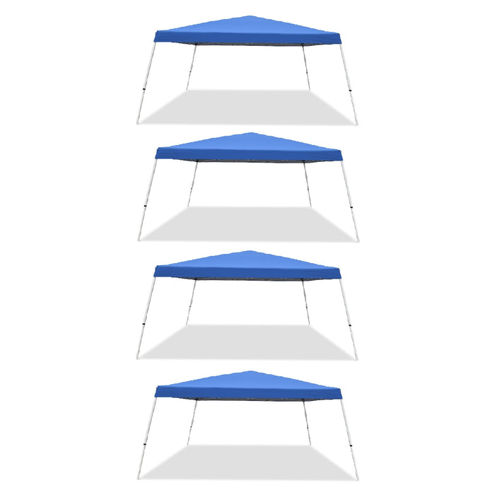 Caravan Canopy Pop-Up Tent V 12 x 12 ft Slanted Leg Instant Shade, Blue (4 Pack)