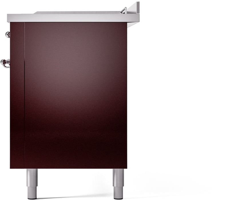 ILVE Nostalgie II 60" Dual Fuel Propane Gas Range in Burgundy with Chrome Trim, UP60FSNMPBUCLP