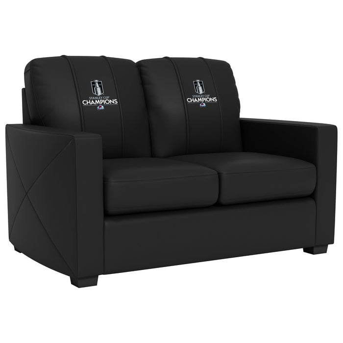 Silver Loveseat with Colorado Avalanche Logo