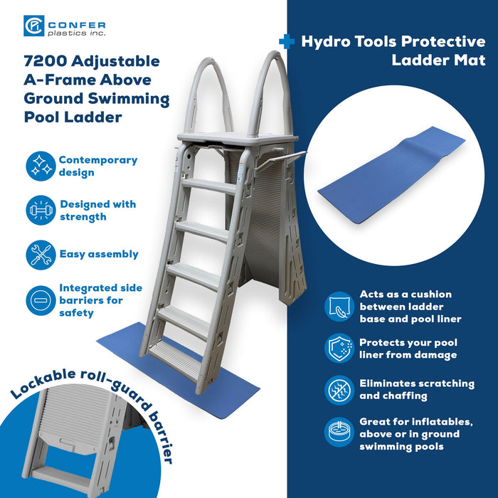 Confer Plastics A-Frame Pool Ladder & Hydrotools by Swimline 9"x36" Ladder Mat