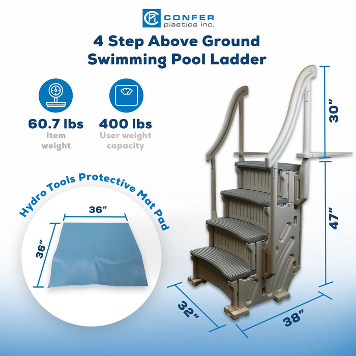 Confer Plastics Curved Pool Step & Hydrotools by Swimline 36"x36" Ladder Mat