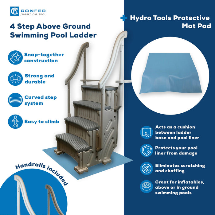 Confer Plastics Curved Pool Step & Hydrotools by Swimline 36"x36" Ladder Mat