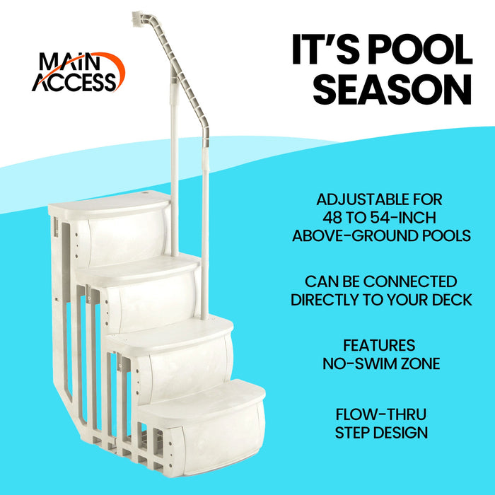 Main Access 200100T Above Ground Pool Ladder Steps w/ Mat Pad + 2 Sand Weights