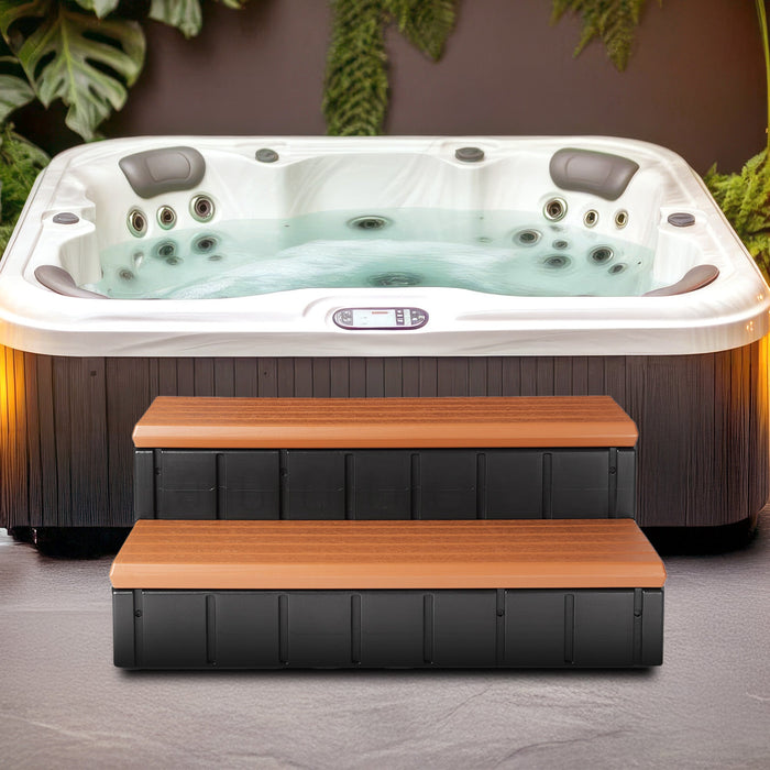 Confer Plastics Leisure Accents 36" Outdoor Spa Hot Tub Storage Steps, Redwood