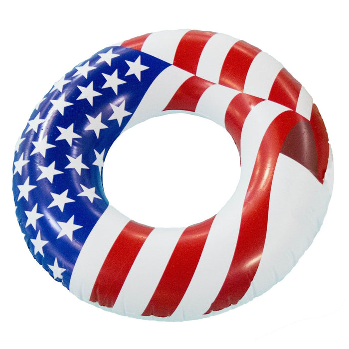 Swimline 36" Inflatable American Flag Pool Tube + 72" American Flag Raft