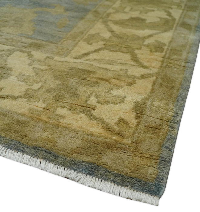 5.9x8.4 Hand Knotted Gray and Beige Traditional Oushak Wool Area Rug