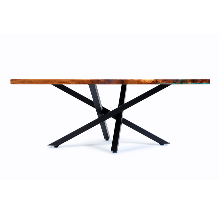 8 ft Resin Table Blue Ocean Style Resin Epoxy River Table With Cross-shaped Legs