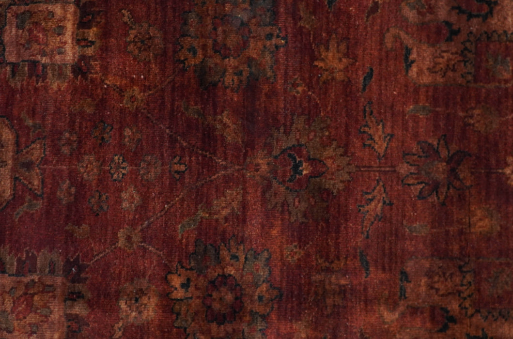 8x10 Traditional Overdyed Red And Black Hand Knotted Wool Area Rug