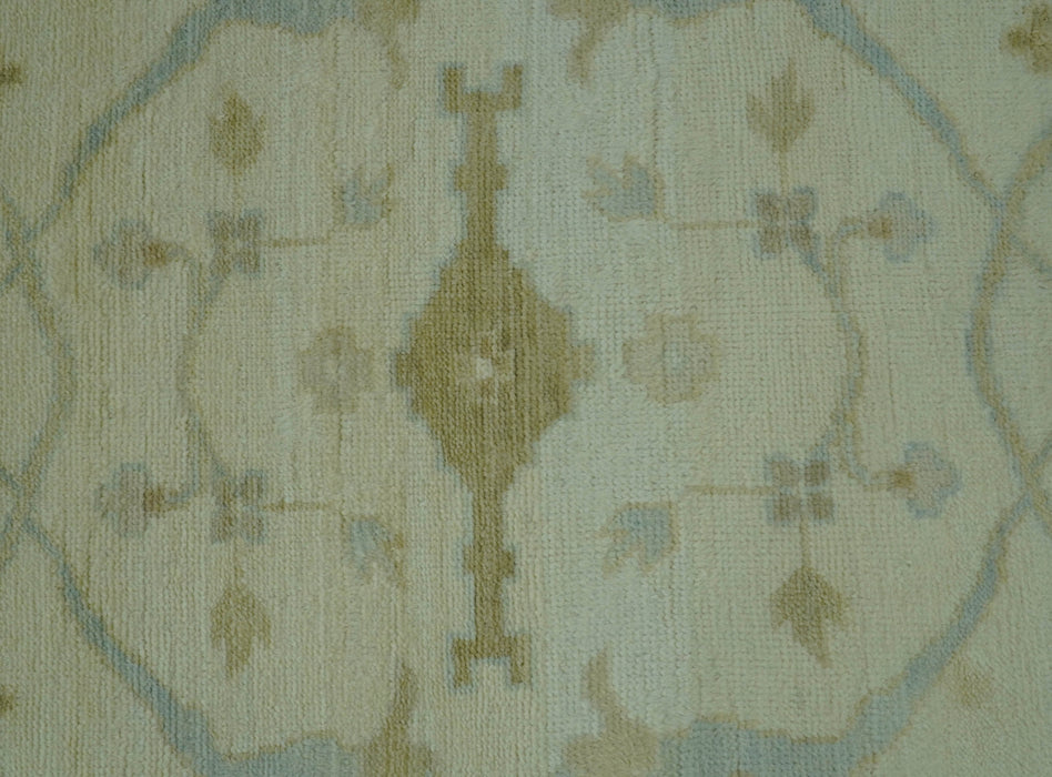 Traditional Oushak Design Ivory And Brown Hand Knotted 8x10 Wool Area Rug
