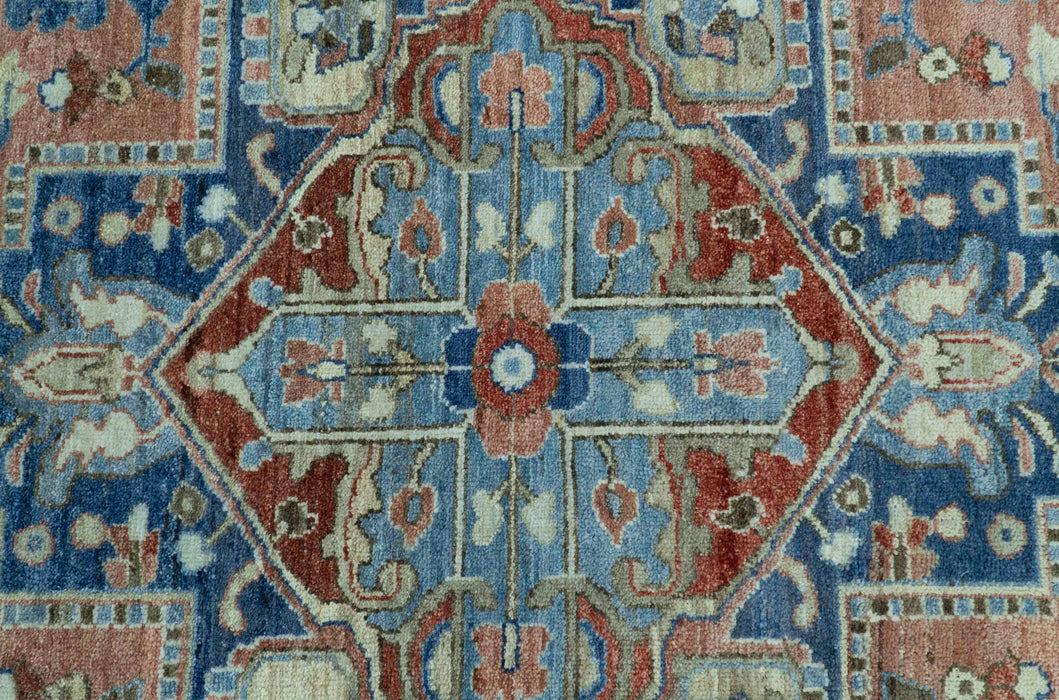 Abstract Design Blue, Beige And Gray 8x10 Hand Knotted Wool and Bamboo Silk Rug