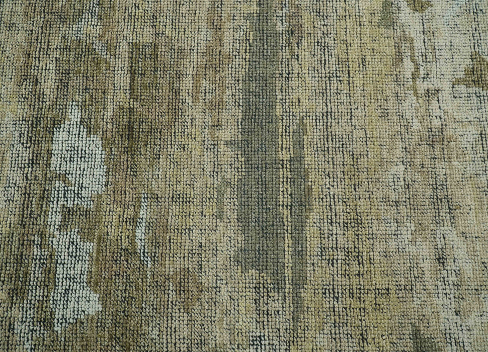 Brown And Silver Abstract Design Hand Knotted Custom Made wool rug