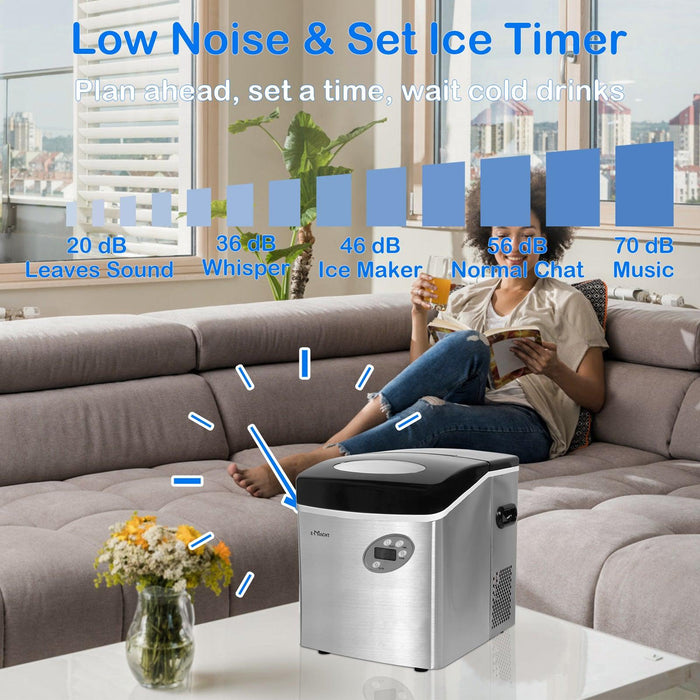 48.5lbs/24H Portable Ice Maker Machine with Self-Cleaning, Ice Maker with Handle