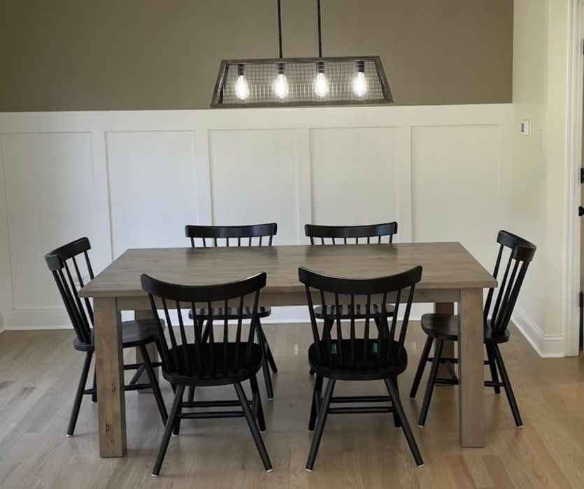 5' L x 42" W Rustic Alder Modern Dining Table with 6 Lexington Chairs