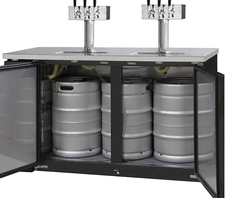 61" Wide Six Tap Black Craft Beer Kegerator